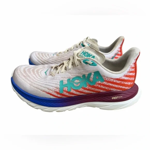 Hoka One One Mach 5 White Flame Running Training Shoes 1127893-WFM Size US 9.5D - Picture 2 of 9